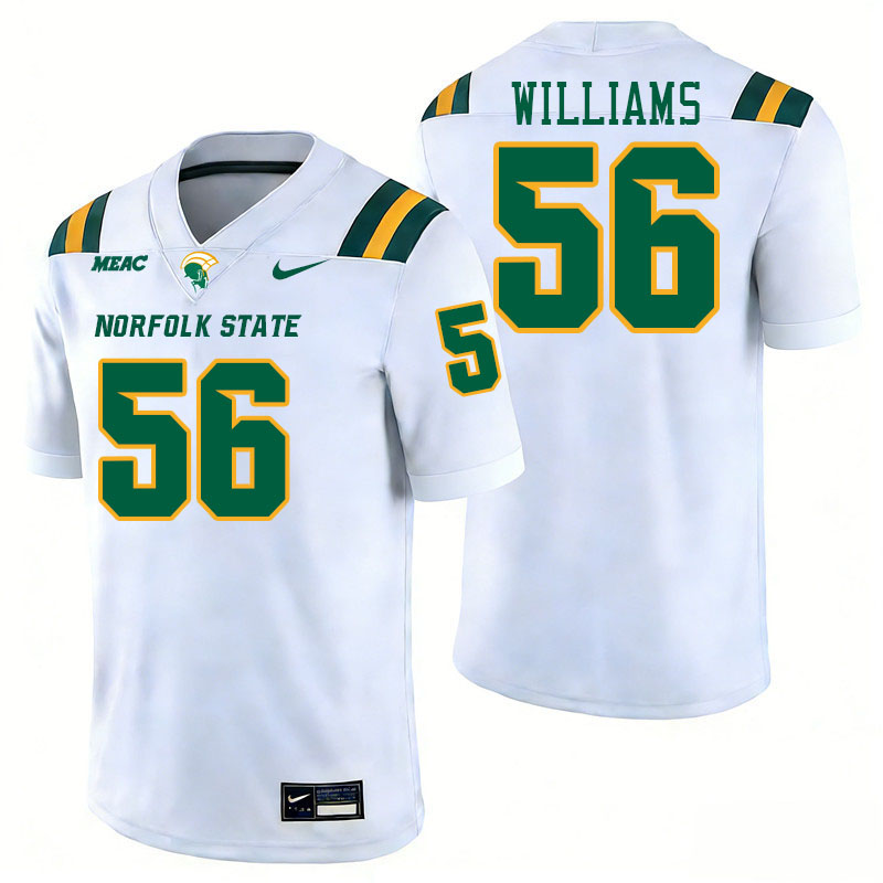 Norfolk State Spartans #56 Jaylen Williams College Football Jerseys,Uniforms Stitched-White